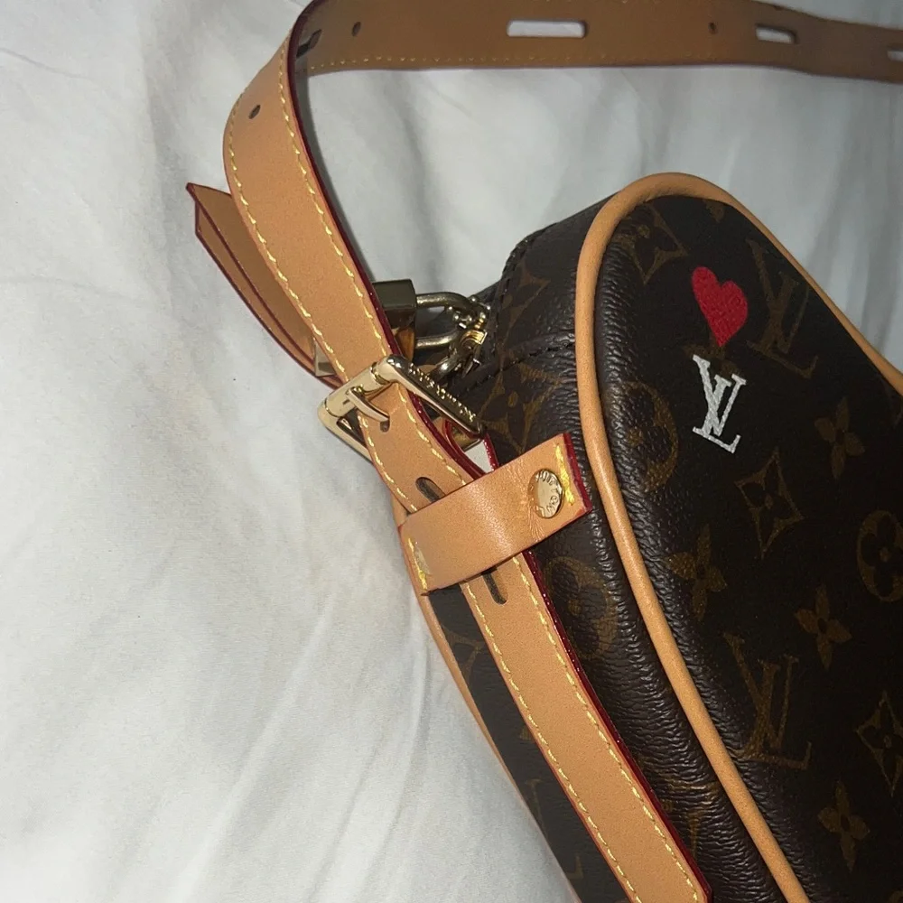 Louis Vuitton Heart-Shaped Monogram Crossbody Bag with Red Accent - Picture 7 of 17